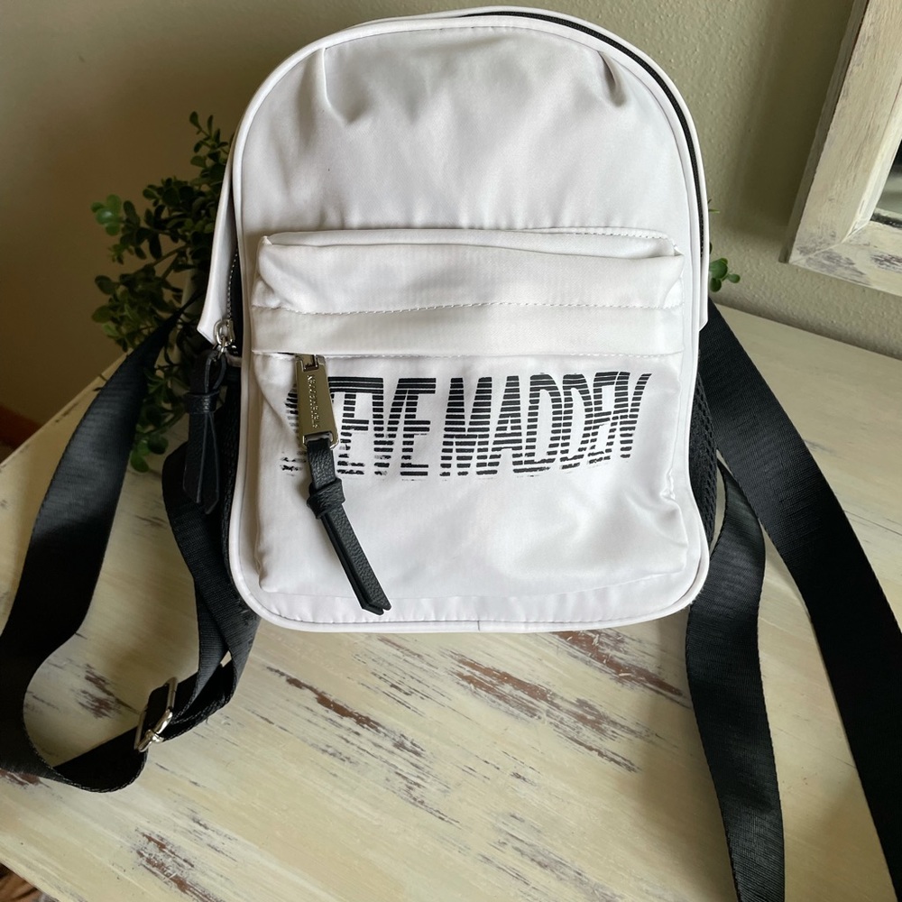 Steve madden black and white mini backpack